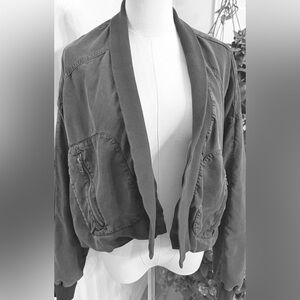 Young Fabulous & Broke Charcoal Gray Cropped Bomber Jacket